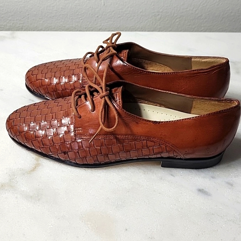TROTTERS Lizzy Heringbone Brown Leather Uppers Size 6M - Picture 3 of 5